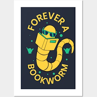 Forever a Bookworm // Cute Book Lover Cartoon Posters and Art